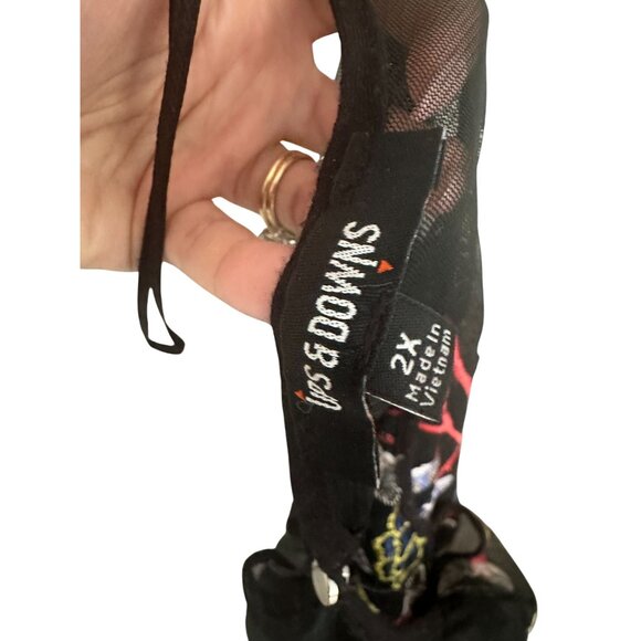 UPS & DOWNS Black Sheer Floral Bell Sleeve Top Size 2X - Picture 7 of 7